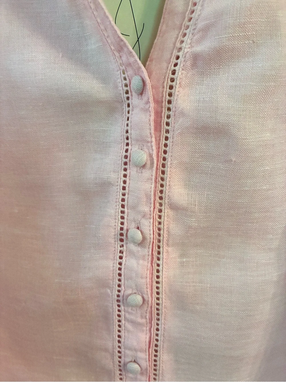 Joie Linen Pale Pink Sleeveless Button-Front Eyelet Top - NWT - Picture 7 of 10